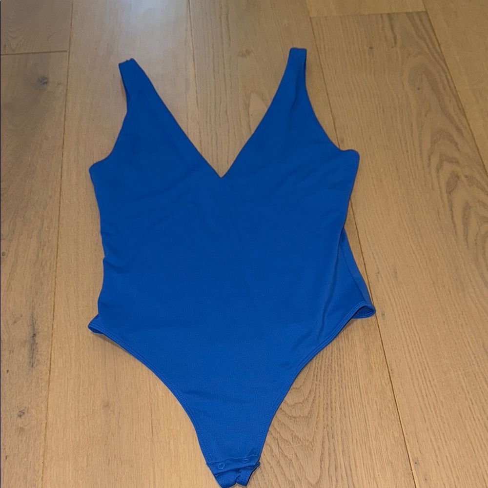 Aritzia Blue Bodysuit V-Neck